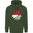 Torn Indonesia Flag Indonesian Day Football Mens 80% Cotton Hoodie Forest Green