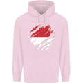 Torn Indonesia Flag Indonesian Day Football Mens 80% Cotton Hoodie Light Pink