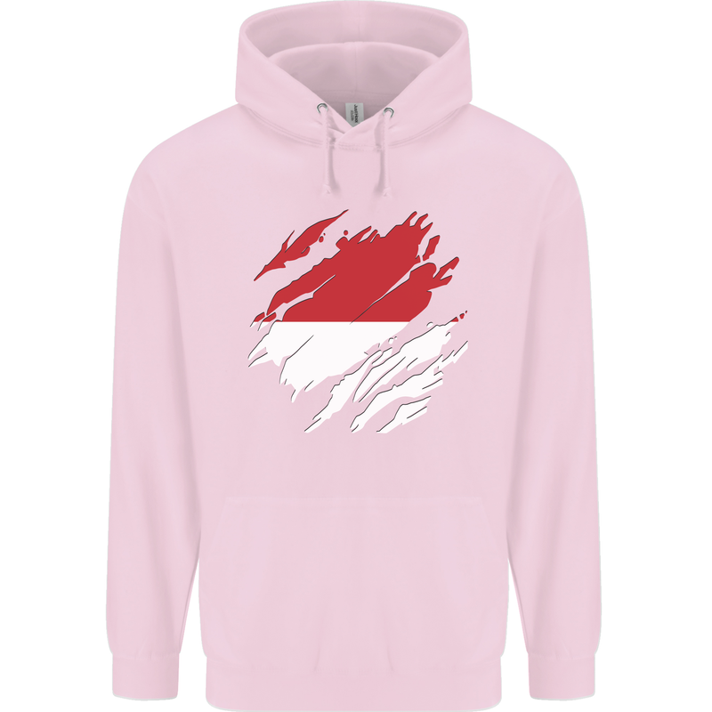 Torn Indonesia Flag Indonesian Day Football Mens 80% Cotton Hoodie Light Pink