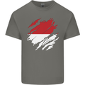 Torn Indonesia Flag Indonesian Day Football Mens Cotton T-Shirt Tee Top Charcoal