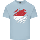 Torn Indonesia Flag Indonesian Day Football Mens Cotton T-Shirt Tee Top Light Blue