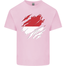 Torn Indonesia Flag Indonesian Day Football Mens Cotton T-Shirt Tee Top Light Pink