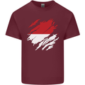 Torn Indonesia Flag Indonesian Day Football Mens Cotton T-Shirt Tee Top Maroon