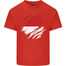 Torn Indonesia Flag Indonesian Day Football Mens Cotton T-Shirt Tee Top Red