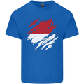 Torn Indonesia Flag Indonesian Day Football Mens Cotton T-Shirt Tee Top Royal Blue