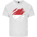 Torn Indonesia Flag Indonesian Day Football Mens Cotton T-Shirt Tee Top White