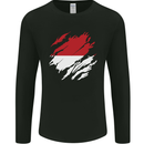 Torn Indonesia Flag Indonesian Day Football Mens Long Sleeve T-Shirt Black
