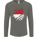 Torn Indonesia Flag Indonesian Day Football Mens Long Sleeve T-Shirt Charcoal