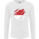Torn Indonesia Flag Indonesian Day Football Mens Long Sleeve T-Shirt White