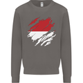Torn Indonesia Flag Indonesian Day Football Mens Sweatshirt Jumper Charcoal