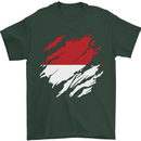 Torn Indonesia Flag Indonesian Day Football Mens T-Shirt 100% Cotton Forest Green
