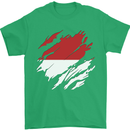 Torn Indonesia Flag Indonesian Day Football Mens T-Shirt 100% Cotton Irish Green