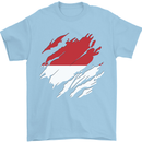 Torn Indonesia Flag Indonesian Day Football Mens T-Shirt 100% Cotton Light Blue