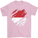Torn Indonesia Flag Indonesian Day Football Mens T-Shirt 100% Cotton Light Pink