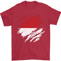 Torn Indonesia Flag Indonesian Day Football Mens T-Shirt 100% Cotton Red