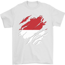 Torn Indonesia Flag Indonesian Day Football Mens T-Shirt 100% Cotton White