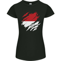 Torn Indonesia Flag Indonesian Day Football Womens Petite Cut T-Shirt Black