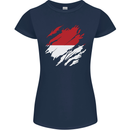 Torn Indonesia Flag Indonesian Day Football Womens Petite Cut T-Shirt Navy Blue