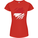 Torn Indonesia Flag Indonesian Day Football Womens Petite Cut T-Shirt Red