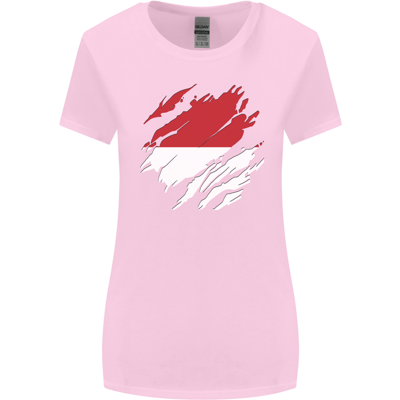 Torn Indonesia Flag Indonesian Day Football Womens Wider Cut T-Shirt Light Pink