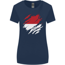 Torn Indonesia Flag Indonesian Day Football Womens Wider Cut T-Shirt Navy Blue
