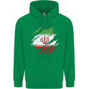 Torn Iran Flag Iranian Day Football Childrens Kids Hoodie Irish Green