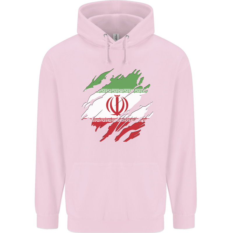 Torn Iran Flag Iranian Day Football Childrens Kids Hoodie Light Pink