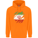 Torn Iran Flag Iranian Day Football Childrens Kids Hoodie Orange