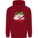 Torn Iran Flag Iranian Day Football Childrens Kids Hoodie Red