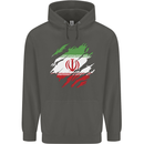 Torn Iran Flag Iranian Day Football Childrens Kids Hoodie Storm Grey