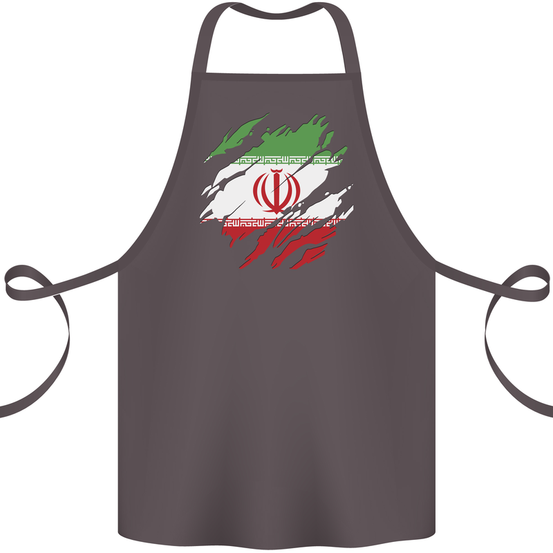 Torn Iran Flag Iranian Day Football Cotton Apron 100% Organic Dark Grey