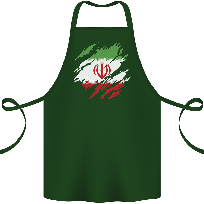 Torn Iran Flag Iranian Day Football Cotton Apron 100% Organic Forest Green