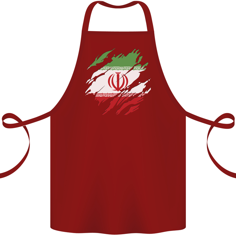 Torn Iran Flag Iranian Day Football Cotton Apron 100% Organic Maroon