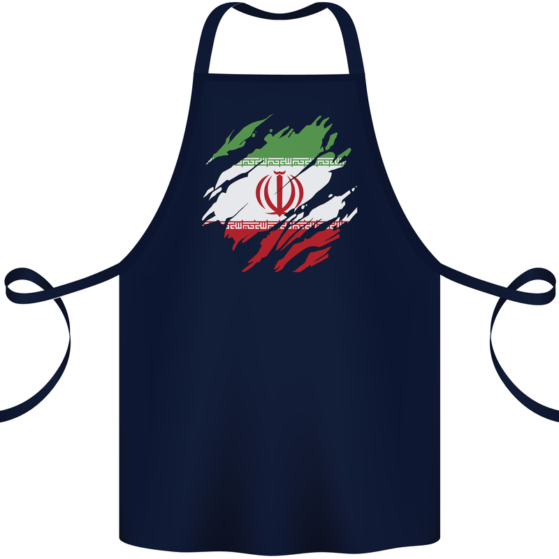 Torn Iran Flag Iranian Day Football Cotton Apron 100% Organic Navy Blue