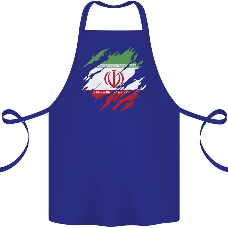 Torn Iran Flag Iranian Day Football Cotton Apron 100% Organic Royal Blue