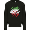 Torn Iran Flag Iranian Day Football Kids Sweatshirt Jumper Black