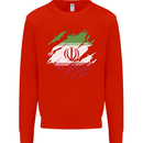 Torn Iran Flag Iranian Day Football Kids Sweatshirt Jumper Bright Red