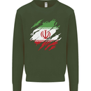 Torn Iran Flag Iranian Day Football Kids Sweatshirt Jumper Forest Green