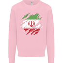 Torn Iran Flag Iranian Day Football Kids Sweatshirt Jumper Light Pink