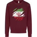 Torn Iran Flag Iranian Day Football Kids Sweatshirt Jumper Maroon