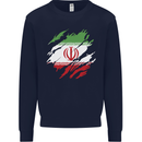 Torn Iran Flag Iranian Day Football Kids Sweatshirt Jumper Navy Blue