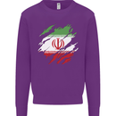 Torn Iran Flag Iranian Day Football Kids Sweatshirt Jumper Purple