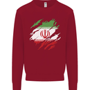 Torn Iran Flag Iranian Day Football Kids Sweatshirt Jumper Red