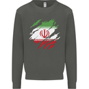 Torn Iran Flag Iranian Day Football Kids Sweatshirt Jumper Storm Grey