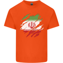 Torn Iran Flag Iranian Day Football Kids T-Shirt Childrens Orange