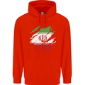 Torn Iran Flag Iranian Day Football Mens 80% Cotton Hoodie Bright Red
