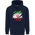 Torn Iran Flag Iranian Day Football Mens 80% Cotton Hoodie Navy Blue