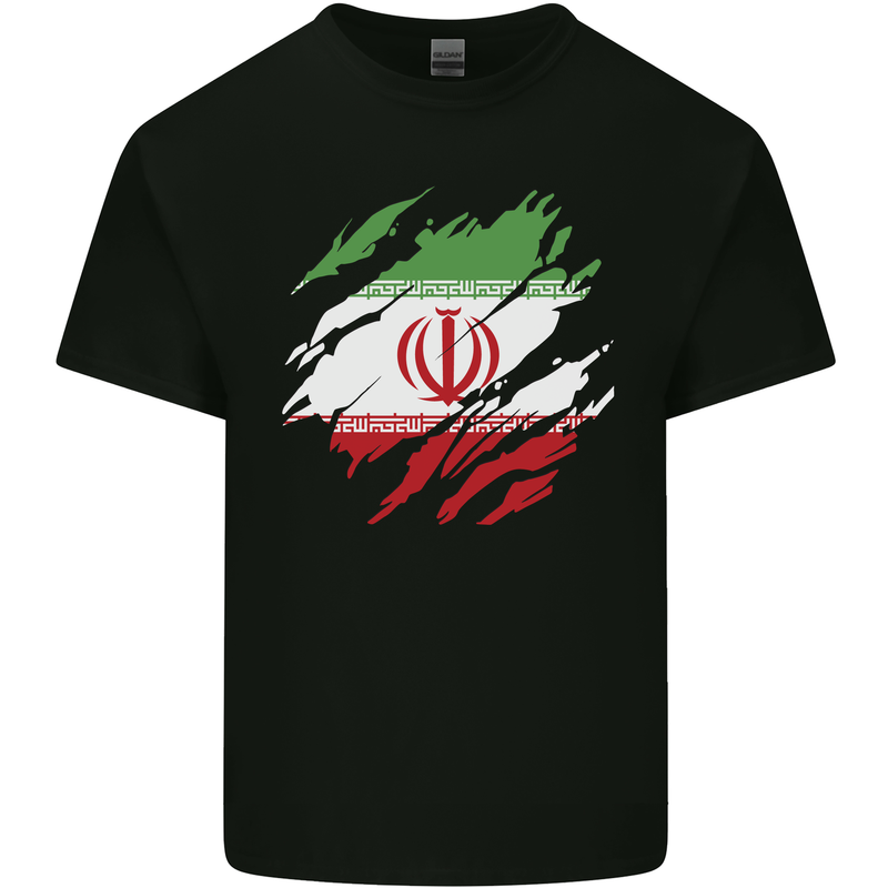 Torn Iran Flag Iranian Day Football Mens Cotton T-Shirt Tee Top Black