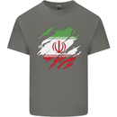 Torn Iran Flag Iranian Day Football Mens Cotton T-Shirt Tee Top Charcoal