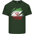 Torn Iran Flag Iranian Day Football Mens Cotton T-Shirt Tee Top Forest Green